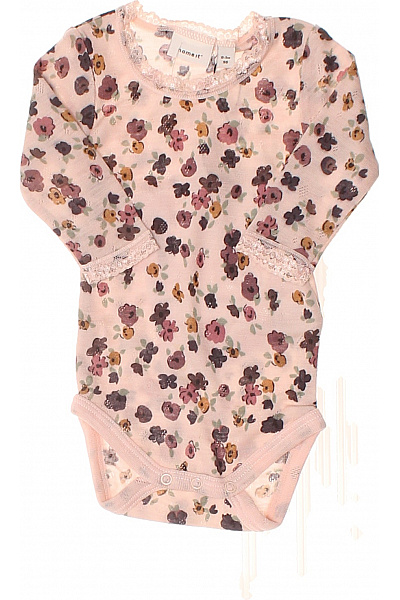 Name It Růžové Květované Body S Krajkou Velikost 50 Cm
