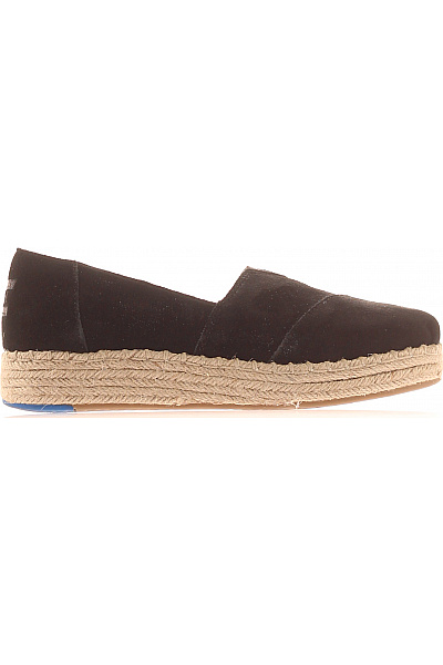 TOMS Dámské černé Semišové Espadrilky Na Platformě Nazouvací Volnočasové Letní Vel. EU 37