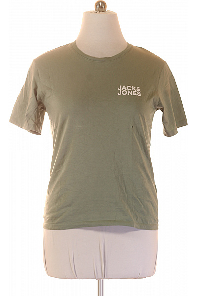 JACK & JONES Zelené Tričko S Krátkým Rukávem A Nápisem Basic Velikost EU M