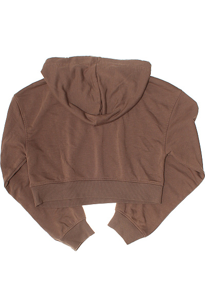 dámská mikina s kapucí crop hnědá jednobarevná streetwear Vel. EU 38 | Unimoda | obrázek 2