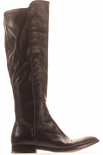 Kožené Vysoké Kozačky Elegantní Podzimní černé Vel. 39