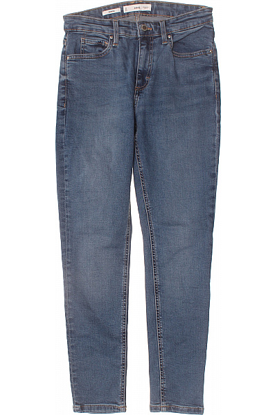 MANGO Dámské Džíny Strečové Modré Skinny S Vysokým Pasem Vel. EU 38