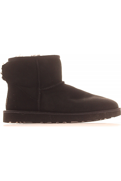 UGG Černé Kožené Válenky S Kožíškem Kotníkové Zimní Zateplené Velikost 41