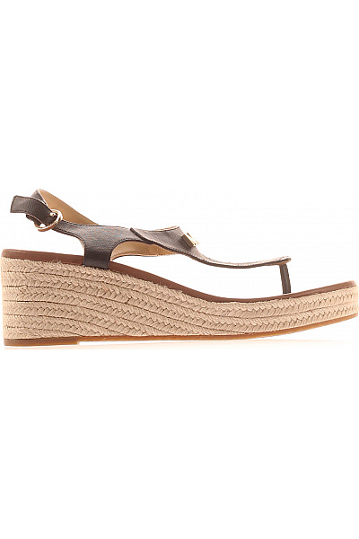 MICHAEL KORS Dámské Hnědé Kožené Espadrilky Na Klínku S Páskem Velikost 8