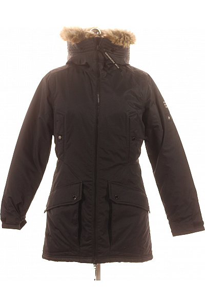 PEAK PERFORMANCE Dámská Zimní Parka S Kapucí A Kožíškem černá Prodloužená Outdoorová Zateplená Vel. XS