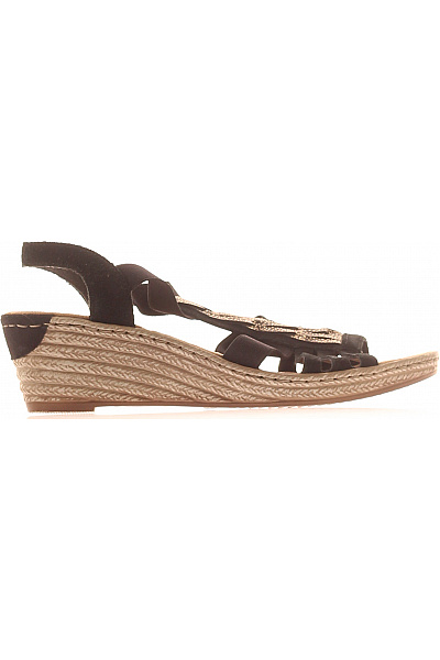 RIEKER Dámské černé Espadrilky Na Klínku S Páskem Velikost 38