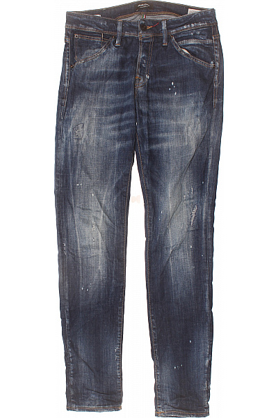 JACK & JONES Pánské Džíny Modré Strečové Seprané S Dírami Velikost EU 32/34