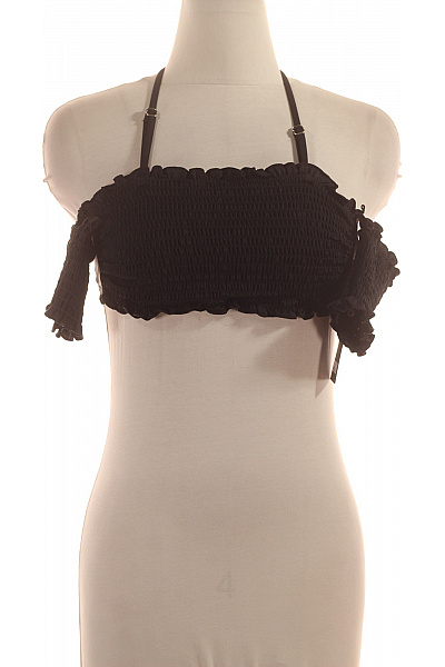 URBAN CLASSICS Černý crop top plavky s volánky a rukávem Velikost EU S | URBAN CLASSICS | obrázek 2
