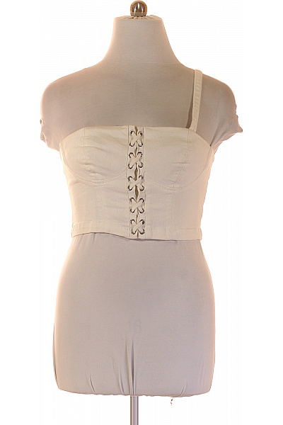 Guess Dámské Bílé Tričko Bez Rukávů Crop Top S šněrováním Vel. L