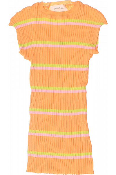 sportmax dámské tričko s krátkým rukávem pruhované oranžové Vel. XS | sportmax | obrázek 2