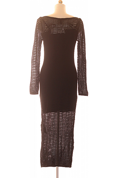 Guess černé pletené šaty s dlouhým rukávem a ažurovým vzorem Velikost EU 44 | Guess | obrázek 3