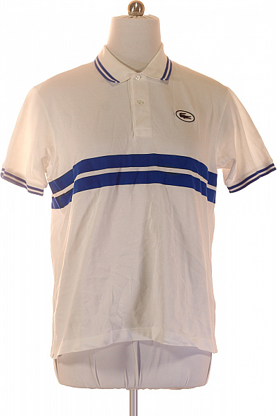 LACOSTE Pánské Tričko Polo S Krátkým Rukávem Pruhované Bílé Velikost XL