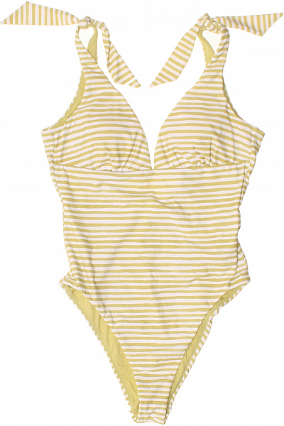 Seafolly Dámské Jednodílné Pruhované Plavky Za Krk Na Zavazování žluté Vel. EU 36