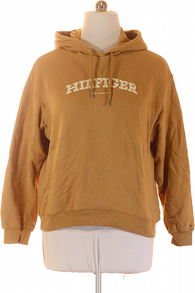 TOMMY HILFIGER Dámská Hnědá Mikina S Kapucí A Potiskem Přes Hlavu Vel. XXL