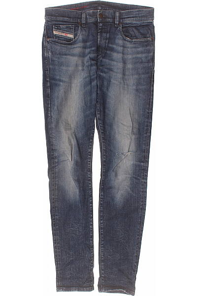 DIESEL Pánské Džíny Modré Strečové Skinny Fit Seprané S Dírami Velikost L