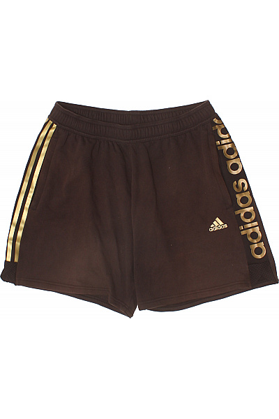 ADIDAS Hnědé Bavlněné Sportovní Kraťasy S Bočními Kapsami A Potiskem Vel. EU L