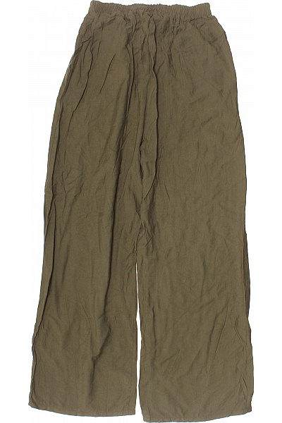 Dámské široké kalhoty s mašlí volnočasové Khaki Velikost EU XL | Unimoda | obrázek 3