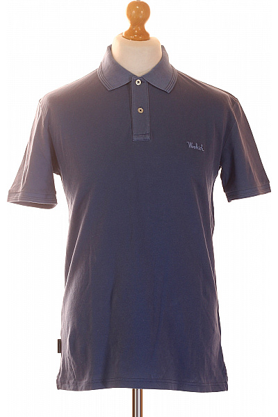 Woolrich Pánské Polo Tričko S Krátkým Rukávem Modré S Výšivkou Velikost M