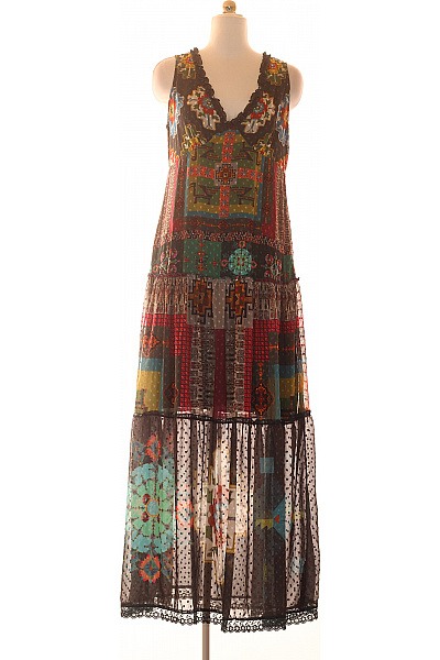DESIGUAL Dlouhé šaty bez rukávů boho květované barevné Velikost 40 | DESIGUAL | obrázek 2