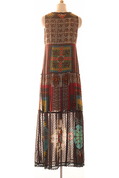 DESIGUAL Dlouhé šaty bez rukávů boho květované barevné Velikost 40 | DESIGUAL | obrázek 3