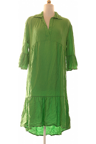 ZAUBERSTERN Zelené Volnočasové šaty S Krátkým Rukávem A Límečkem Velikost S