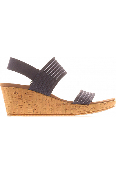 SKECHERS Dámské Modré Textilní Sandály Na Klínku S Páskem Vel. 38