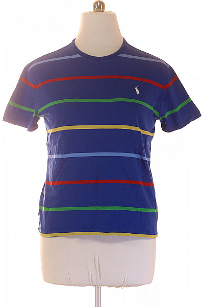 Ralph Lauren pánské tričko s krátkým rukávem pruhované modré Vel. M | Ralph Lauren | obrázek 2
