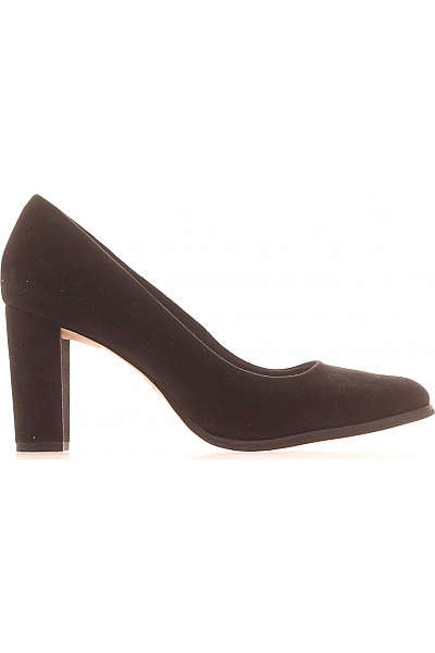 Clarks Dámské černé Semišové Lodičky Na Podpatku Elegantní Vel. 40