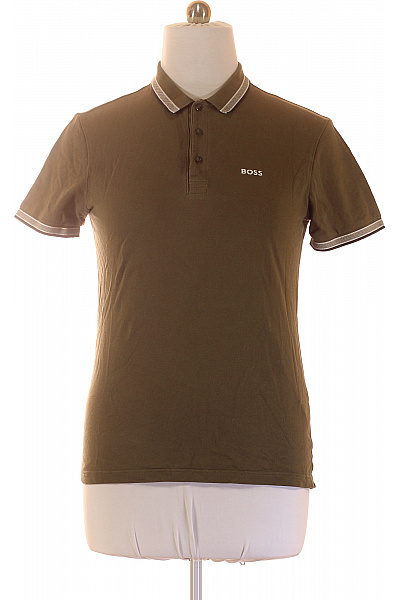 Hugo Boss Pánské hnědé polo tričko s krátkým rukávem a nápisem Velikost L | Hugo Boss | obrázek 2