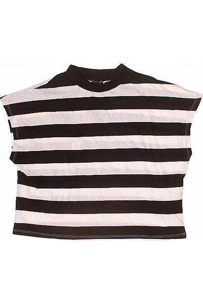 URBAN CLASSICS Dámské tričko krátký rukáv pruhované černé bílé bavlna crop top Velikost m | URBAN CLASSICS | obrázek 2