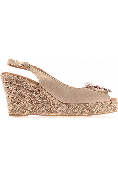 HAMMERSTEIN Dámské Espadrilky Na Klínku S Kamínky Béžové Letní Vel. 40