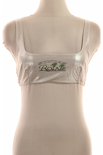 stříbrný třpytivý crop top s potiskem Vel. M | Unimoda | obrázek 2