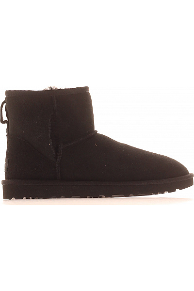 UGG Černé Kožené Válenky S Kožíškem Kotníkové Zimní Zateplené Vel. 38