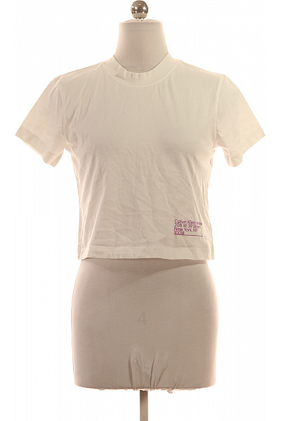 Calvin Klein Dámské tričko s krátkým rukávem bílé crop top s nápisem Velikost S | Calvin Klein | obrázek 2