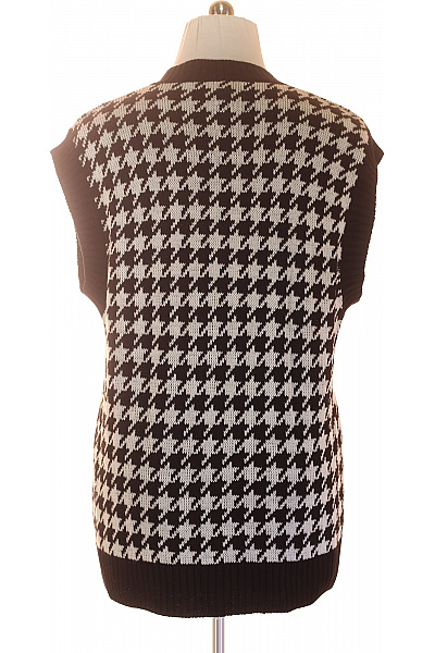 LACONY Dámská pletená vesta houndstooth černobílá bez rukávů Velikost XL | LACONY | obrázek 3
