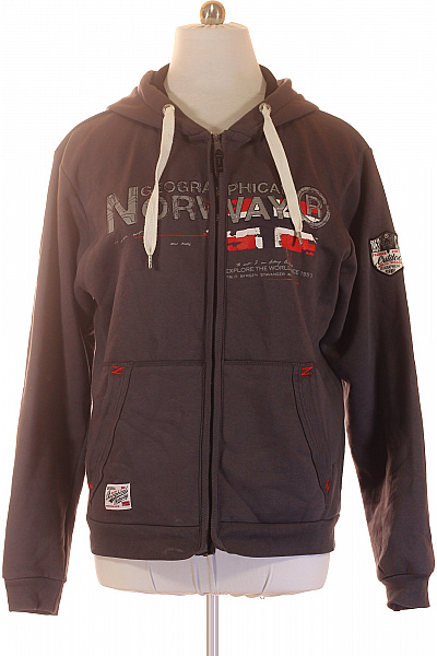 Geographical Norway Pánská Mikina S Kapucí A Potiskem Na Zip Outdoor Velikost XXXL
