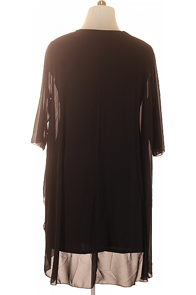 Dámské šaty černé volnočasové elegantní šifonové vrstvené Velikost XL | Unimoda | obrázek 3