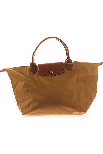 Longchamp Hnědá Látková Kabelka S Koženými Detaily