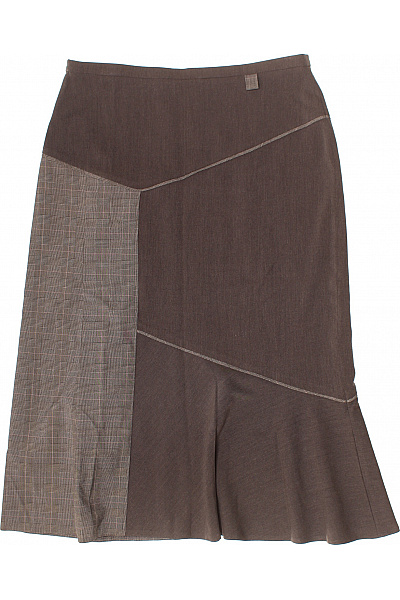 COLLECTION Dámská hnědá áčková midi sukně kostkovaná plisovaná asymetrická Vel. M | COLLECTION | obrázek 3