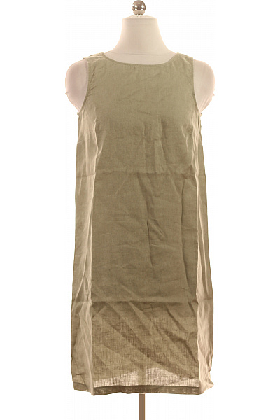 ZERO Lněné šaty na ramínka letní volné minimalistické khaki Velikost 34 | ZERO | obrázek 2