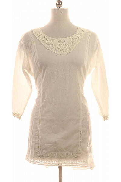 Dámské šaty s dlouhým rukávem krajkové bílé bavlněné boho Vel. XXL | Unimoda | obrázek 2