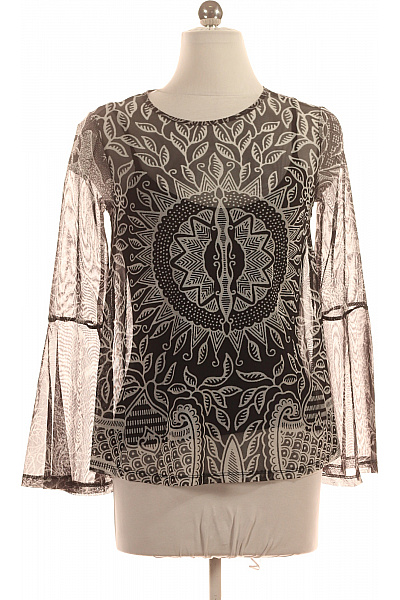 DESIGUAL Dámská halenka s dlouhým rukávem a potiskem černobílá boho Vel. xs | DESIGUAL | obrázek 2