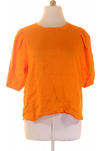 Oranžová halenka s krátkým rukávem a nabíranými rukávy Vel. L/XL | Unimoda | obrázek 2