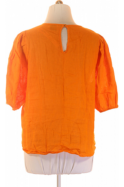 Oranžová halenka s krátkým rukávem a nabíranými rukávy Vel. L/XL | Unimoda | obrázek 3