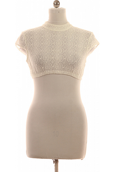 Trachtenmanufaktur Dámské Bílé Krajkové Crop Top Tričko Bez Rukávů Velikost EU 40