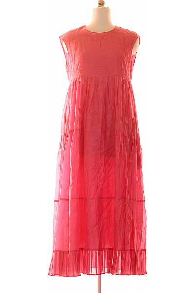 Max Mara Dlouhé šaty Bez Rukávů Volné Letní Boho Růžové Vel. 36