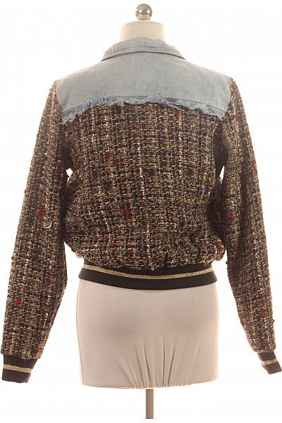 DESIGUAL Dámská bunda bomber tvídová denimová lesklá krátká Velikost 34 | DESIGUAL | obrázek 3