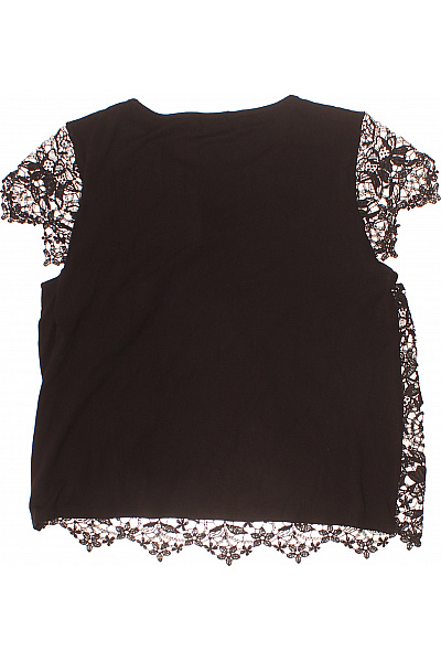 černá krajková halenka s krátkým rukávem elegantní Vel. L | Unimoda | obrázek 3