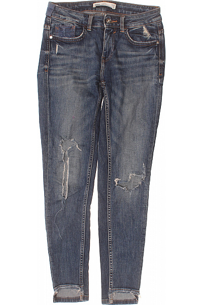 ZARA Dámské Džíny Skinny Modré S Dírami Vel. 34