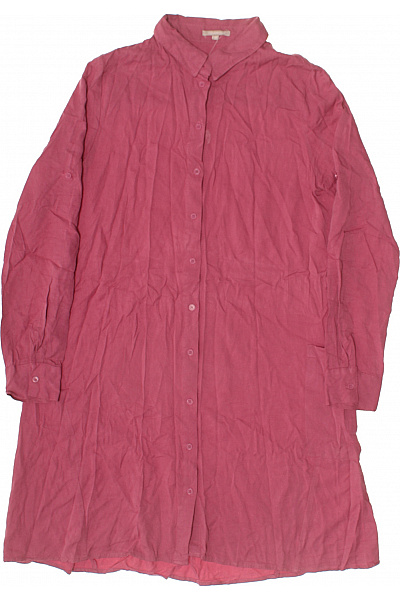 FISHERFIELD Růžové šaty S Dlouhým Rukávem Košilové Vel. 36
